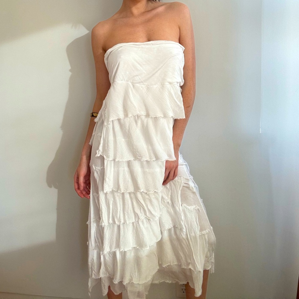 Tempo Paris | White Maxi Skirt / strapless dress